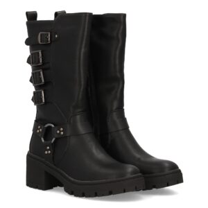 Bota alta estilo militar con hebillas