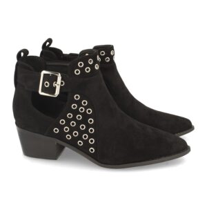 Botín de Tacón con Tachas y Hebilla