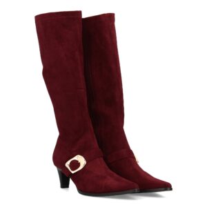 Bota alta con hebilla dorada para mujer
