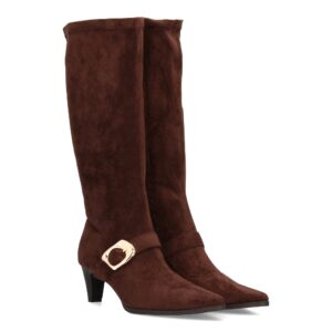 Bota alta con hebilla dorada para mujer