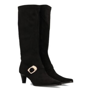 Bota alta con hebilla dorada para mujer