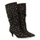 Bota con tacón y tachuelas brillante