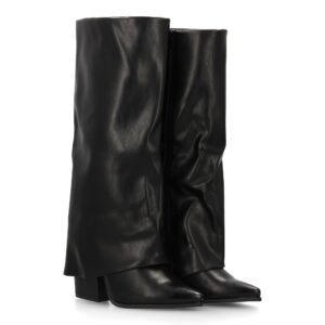 Botas altas negras con efecto arrugado