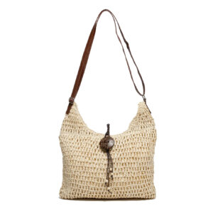 Bolso de Hombro Rafia y Cremallera
