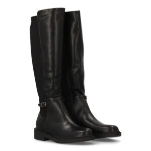 Bota alta elástica plana para mujer