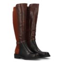 Bota alta elástica plana para mujer