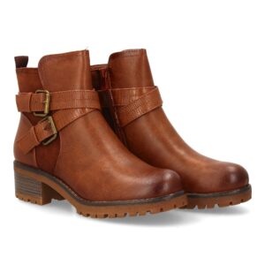 Botín casual con doble hebilla dorada