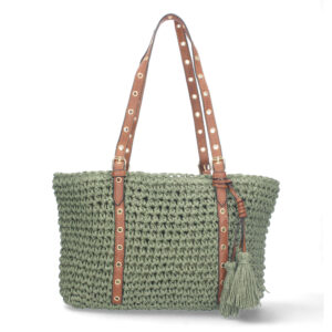 Bolso de Hombro Rafia y Cremallera