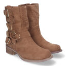 Botines de Mujer con Tacón Bajo y Adornos de Hebillas