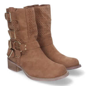 Botines de Mujer con Tacón Bajo y Adornos de Hebillas