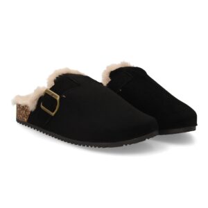 Zueco forrado cálido con hebilla para mujer