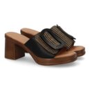 Zueco de tacon comodos y elegantes diseño moderno bicolor con hebilla decorativa