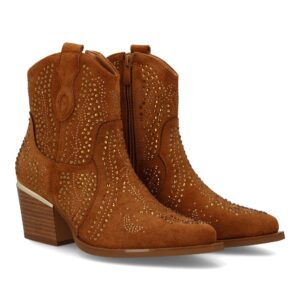 Botin de mujer con detalles brillantes y estilo Cowboy