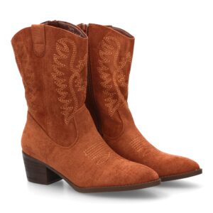 Botín cowboy mujer con bordados en la caña
