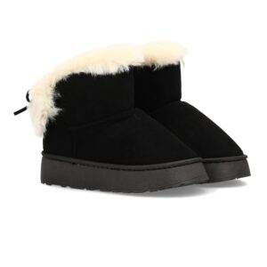 Bota invernal forrada con borreguito y plataforma