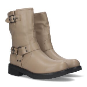 Botin Motero con Tacón Bajo y Cierre de Cremallera