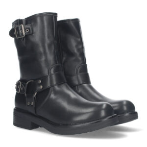 Botin Motero con Tacon Bajo y Cierre de Cremallera