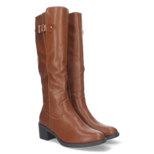 Bota Lisa de Mujer con Tacón y Cierre de Cremallera